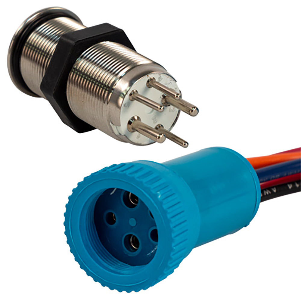 Tri-Water Marine | Bluewater 19mm Push Button Switch - Off/On Contact - Blue/Red LED [9057-1113-1]