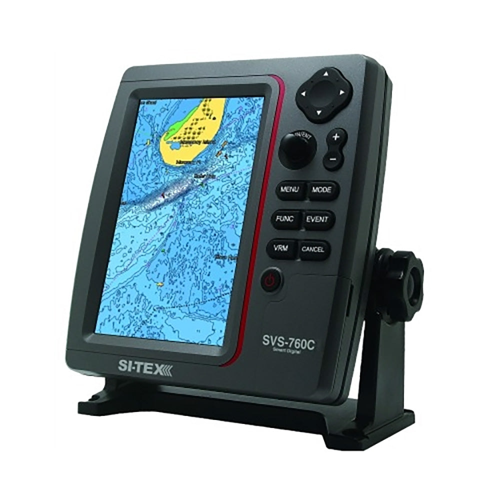 Tri-Water Marine | SI-TEX Standalone 7 GPS Chart Plotter System w/Color LCD, External GPS Antenna C-MAP 4D Card [SVS-760C+]