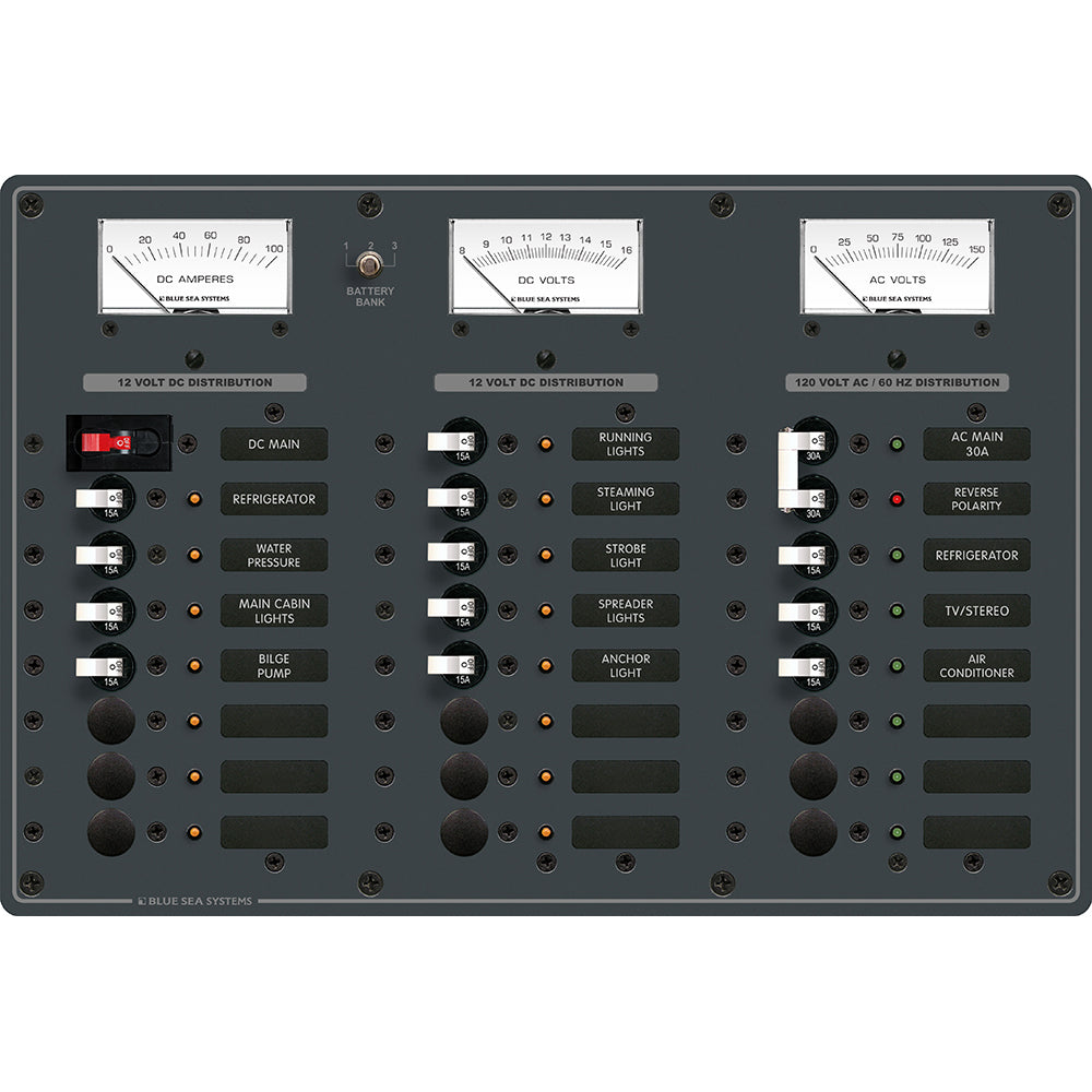 Tri-Water Marine | Blue Sea 8084 AC Main +6 Positions/DC Main +15 Positions Toggle Circuit Breaker Panel - White Switches [8084]