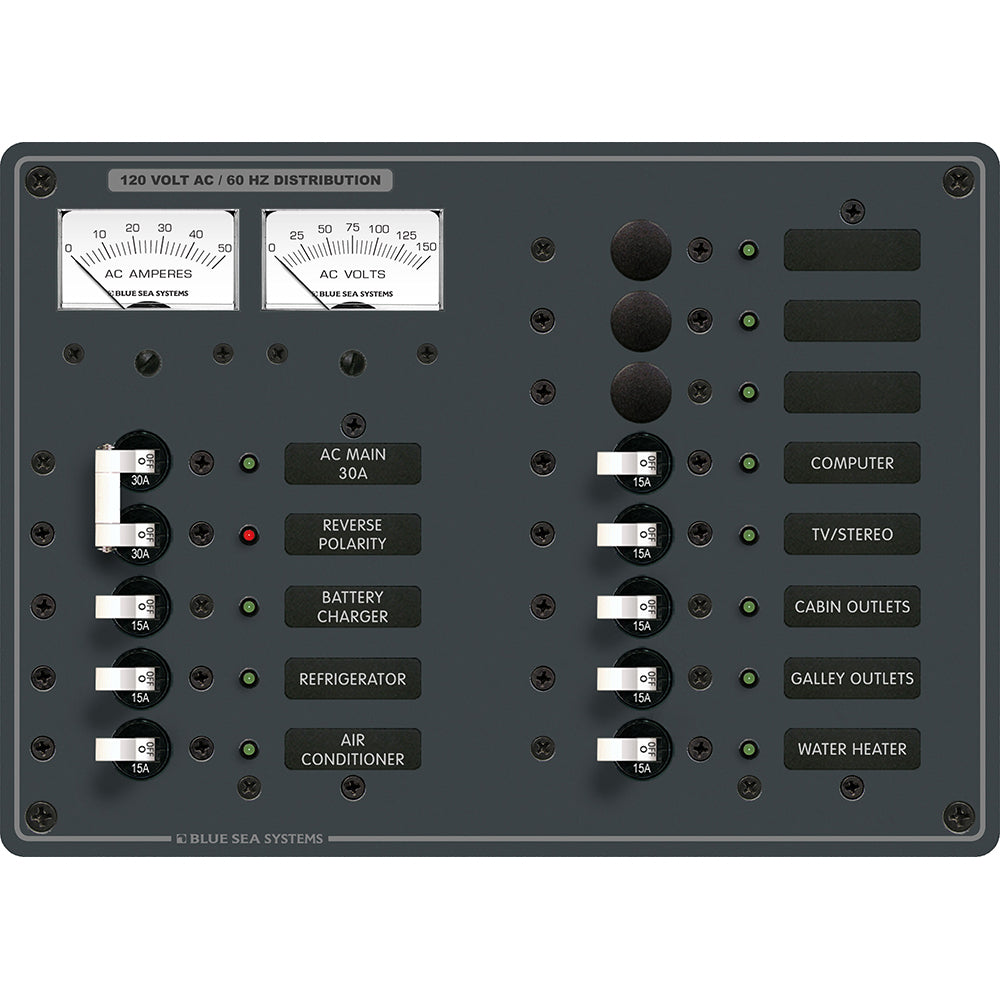 Tri-Water Marine | Blue Sea 8076 AC Main +11 Positions Toggle Circuit Breaker Panel - White Switches [8076]