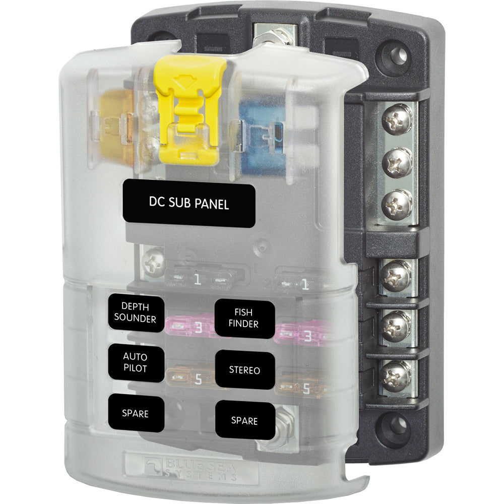 Tri-Water Marine | Blue Sea 5025 ST Blade Fuse Block w/Cover - 6 Circuit w/Negative Bus [5025]