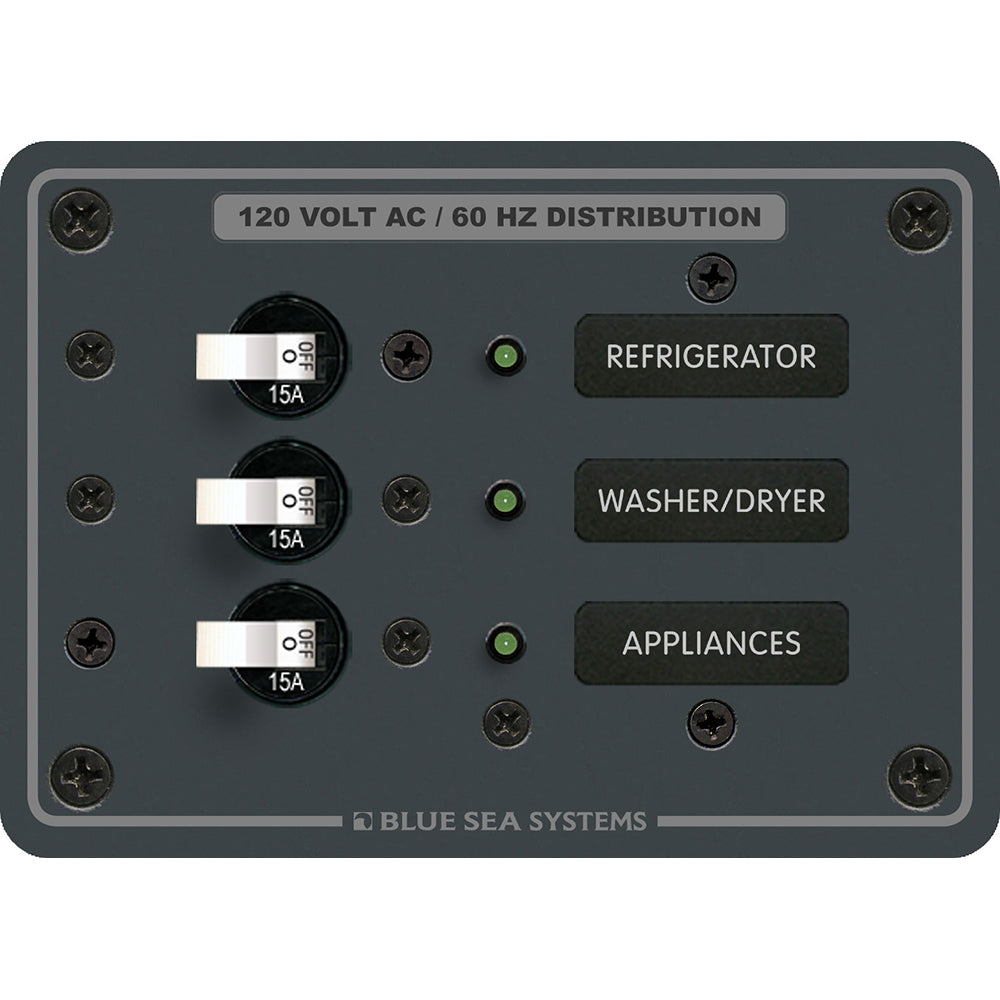 Tri-Water Marine | Blue Sea 8058 AC 3 Position Toggle Circuit Breaker Panel - White Switches [8058]