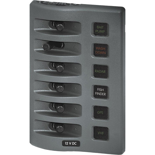 Tri-Water Marine | Blue Sea 4306 WeatherDeck Water Resistant Fuse Panel - 6 Position - Grey [4306]