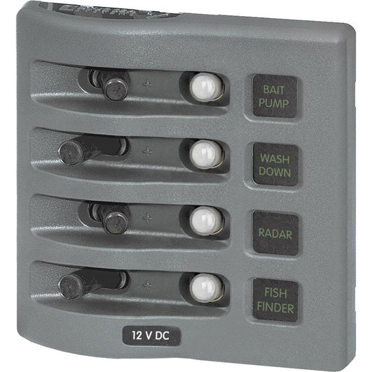 Tri-Water Marine | Blue Sea 4374 WeatherDeck Water Resistant Circuit Breaker Panel - 4 Position - Grey [4374]