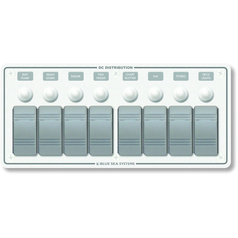 Tri-Water Marine | Blue Sea 8271 Water Resistant Panel - 8 Position - White - Horizontal Mount [8271]