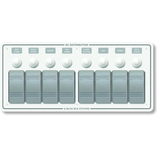 Tri-Water Marine | Blue Sea 8271 Water Resistant Panel - 8 Position - White - Horizontal Mount [8271]