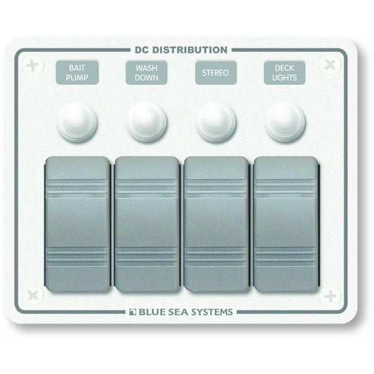 Tri-Water Marine | Blue Sea 8272 Water Resistant Panel - 4 Position - White - Horizontal Mount [8272]