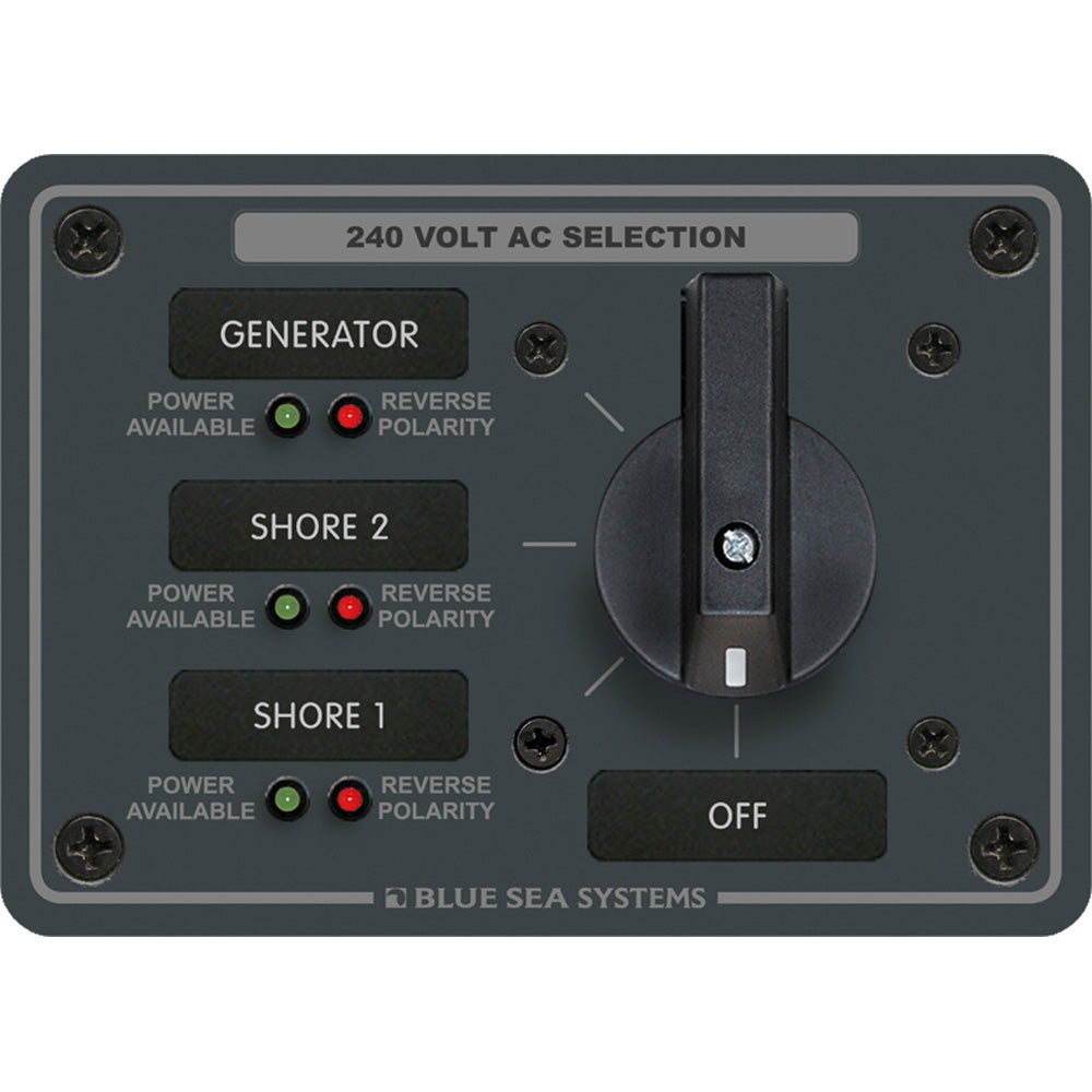 Tri-Water Marine | Blue Sea 8361 AC Rotary Switch Panel 65 Ampere 3 Positions + OFF, 3 Pole [8361]