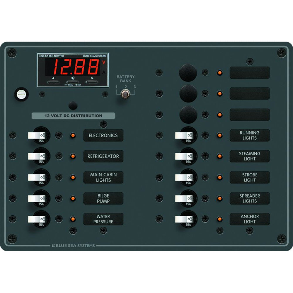 Tri-Water Marine | Blue Sea 8403 DC Panel 13 Position w/ Multimeter [8403]