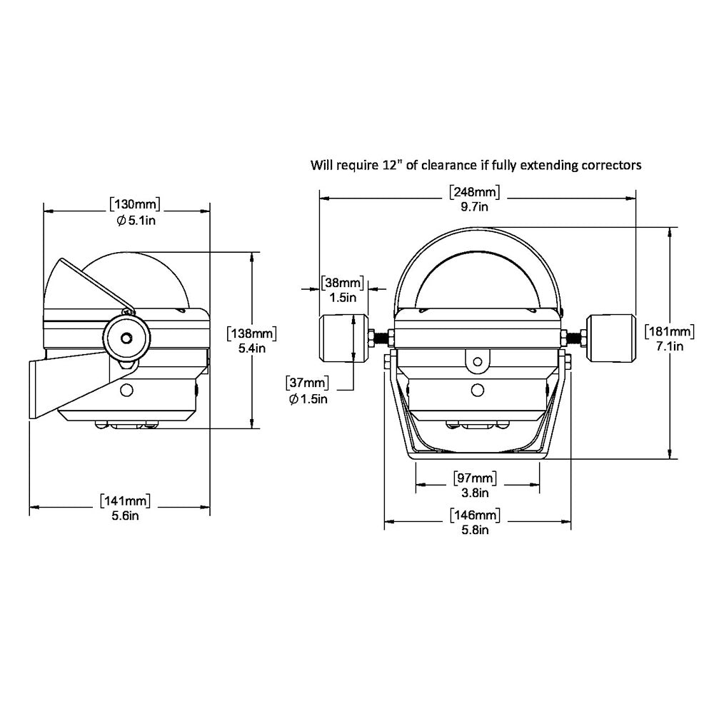 Tri-Water Marine | Ritchie HB-845 Helmsman Steel Boat Compass - Bracket Mount - Black [HB-845]