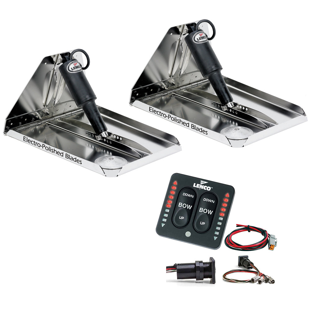 Tri-Water Marine | Lenco 16" x 12" Heavy Duty Performance Trim Tab Kit w/LED Indicator Switch Kit 12V [RT16X12HDI]