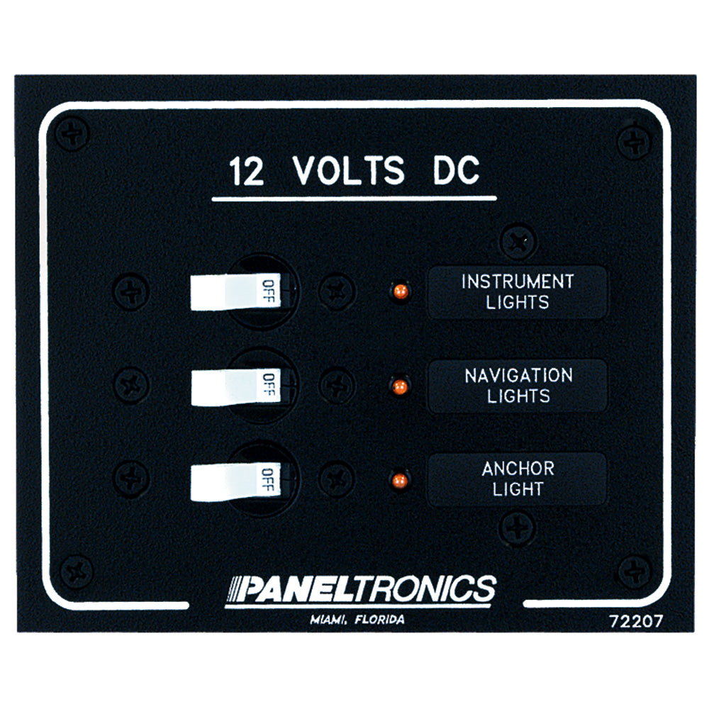 Tri-Water Marine | Paneltronics Standard DC 3 Position Breaker Panel w/LEDs [9972207B]