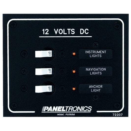 Tri-Water Marine | Paneltronics Standard DC 3 Position Breaker Panel w/LEDs [9972207B]