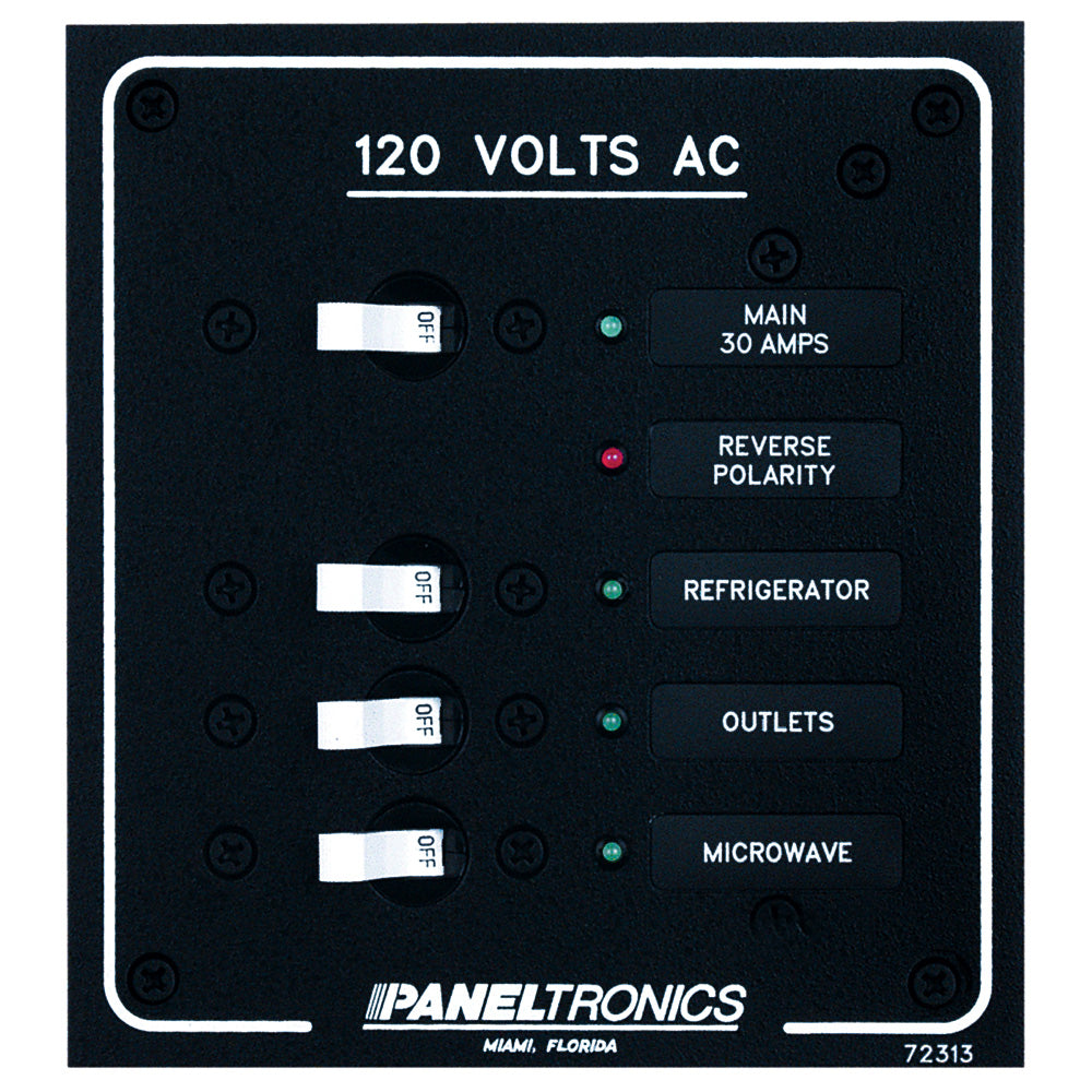 Tri-Water Marine | Paneltronics Standard AC 3 Position Breaker Panel & Main w/LEDs [9972313B]