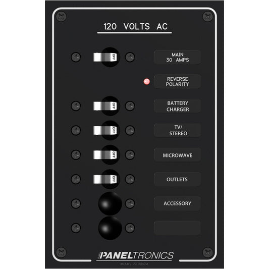 Tri-Water Marine | Paneltronics Standard AC 6 Position Breaker Panel & Main [9982305B]