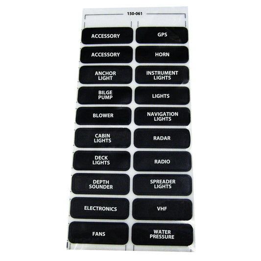 Tri-Water Marine | Paneltronics DC-20 Assorted Label Sheet [150-061]