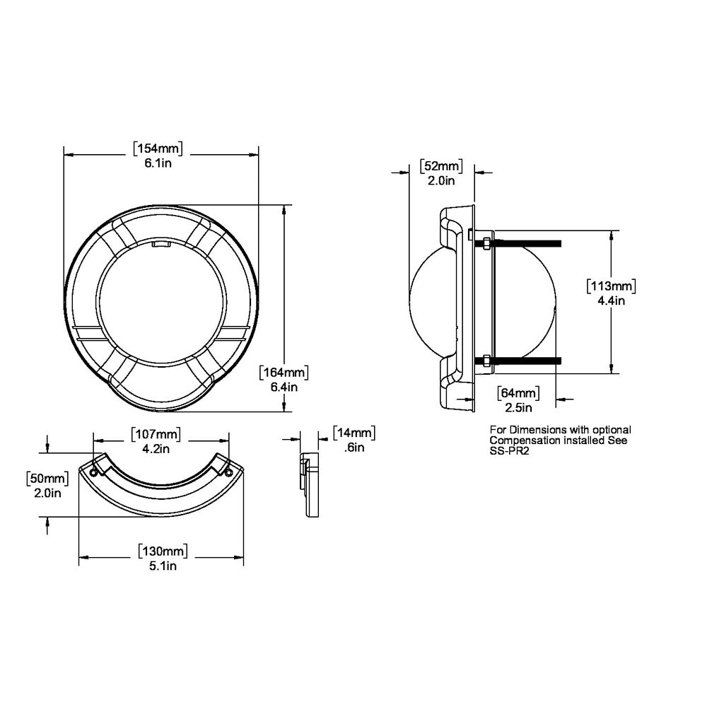 Tri-Water Marine | Ritchie SR-2 Venture Sail Boat Compass w/Clinometer - Bulkhead Mount - Black [SR-2]