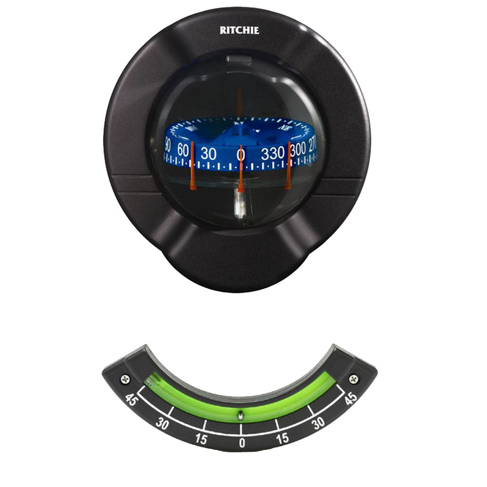 Tri-Water Marine | Ritchie SR-2 Venture Sail Boat Compass w/Clinometer - Bulkhead Mount - Black [SR-2]