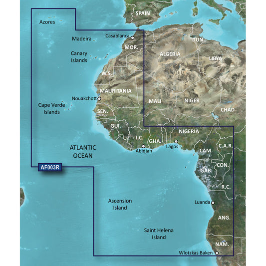 Tri-Water Marine | Garmin BlueChart g3 HD - HXAF003R - Western Africa - microSD/SD [010-C0749-20]