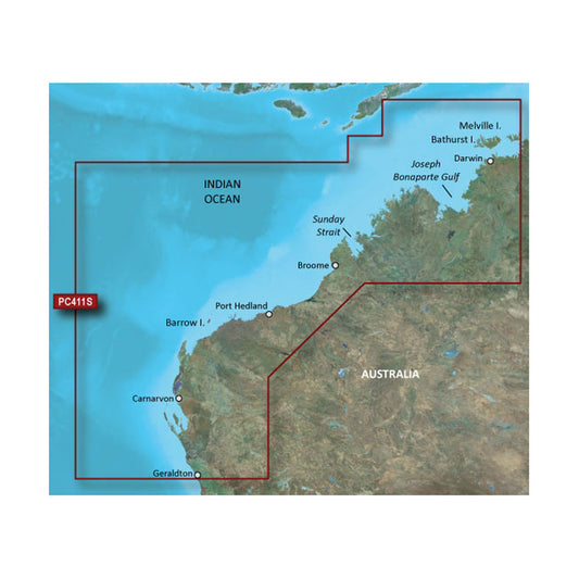 Tri-Water Marine | Garmin BlueChart g3 HD - HXPC411S - Geraldton To Darwin - microSD/SD [010-C0869-20]