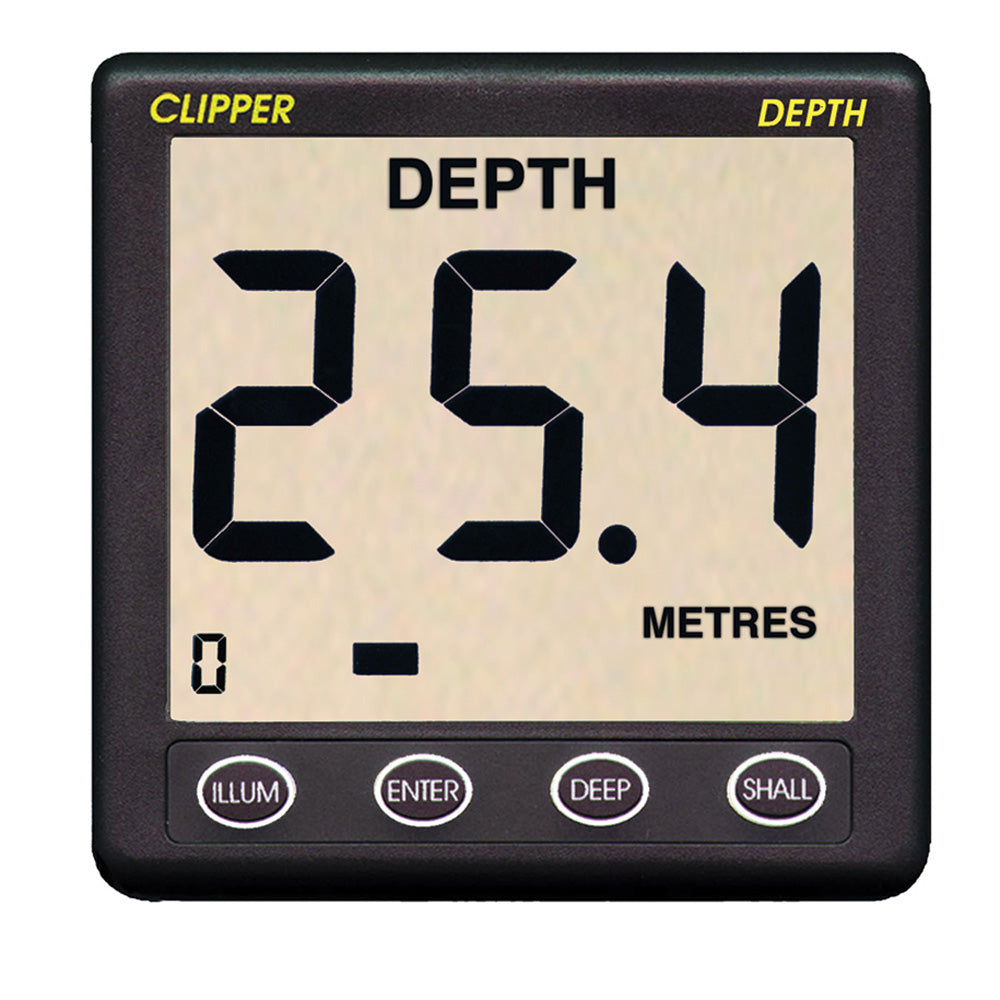 Tri-Water Marine | Clipper Depth Instrument w/Thru Hull Transducer & Cover [CL-D]