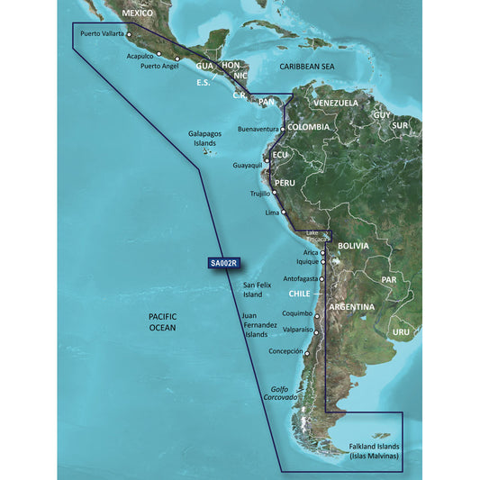 Tri-Water Marine | Garmin BlueChart g3 HD - HXSA002R - South America West Coast - microSD/SD [010-C1063-20]