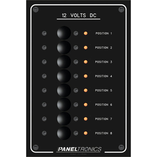 Tri-Water Marine | Paneltronics Standard Panel - DC 8 Position Circuit Breaker w/LEDs [9972208B]