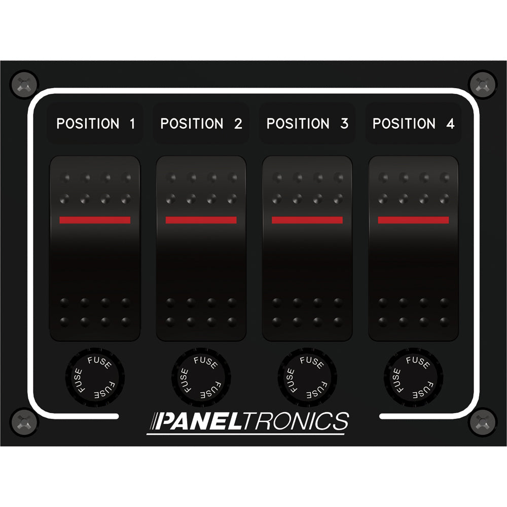 Tri-Water Marine | Paneltronics Waterproof Panel - DC 4-Position Illuminated Rocker Switch & Fuse [9960011B]