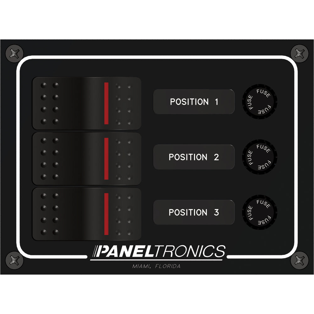 Tri-Water Marine | Paneltronics Waterproof Panel - DC 3-Position Illuminated Rocker Switch & Fuse [9960014B]