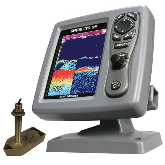 Tri-Water Marine | SI-TEX CVS-126 Dual Frequency Color Echo Sounder w/600kW Thru-Hull Tranducer 307/50/200T-CX [CVS-1266TH]