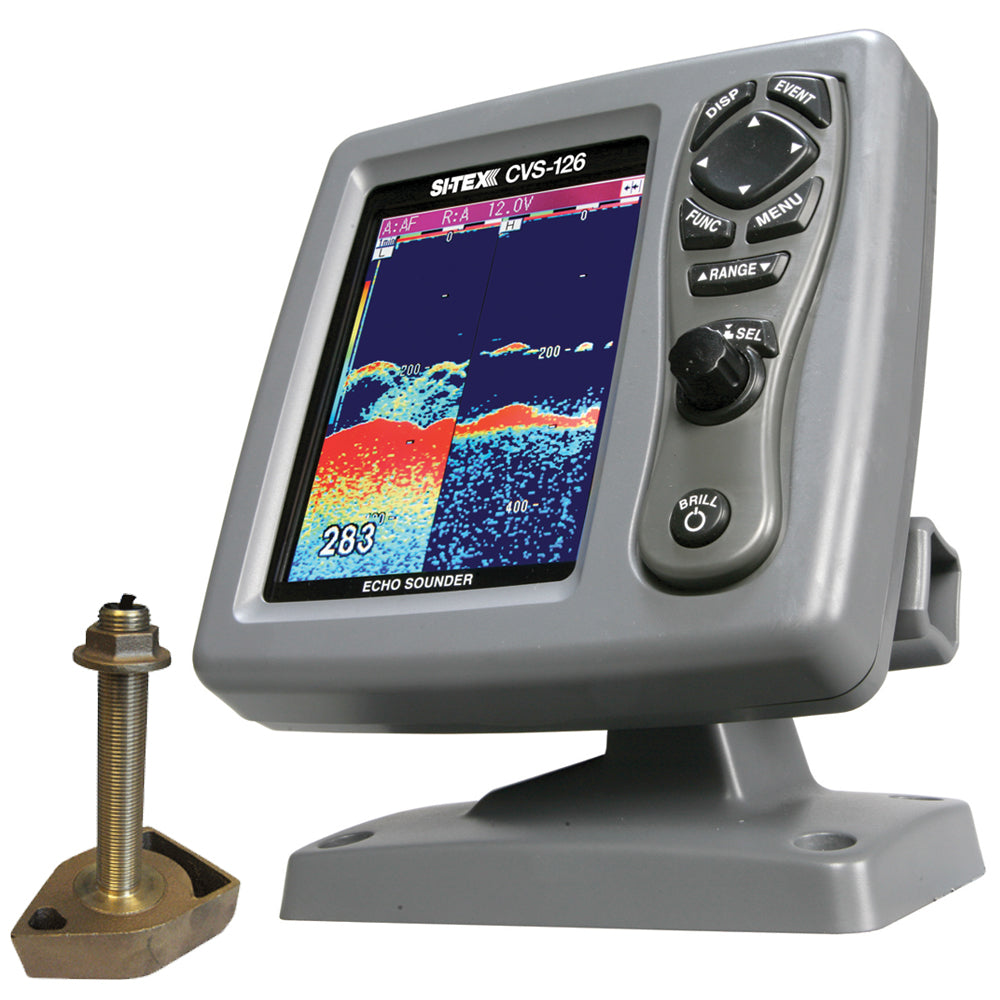 Tri-Water Marine | SI-TEX CVS-126 Dual Frequency Color Echo Sounder w/600kW Thru-Hull Transducer 1700/50/200T-CX [CVS-1266TH1]