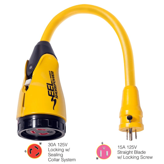 Tri-Water Marine | Marinco P15-30 EEL 30A-125V Female to 15A-125V Male Pigtail Adapter - Yellow [P15-30]