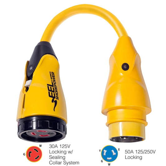 Tri-Water Marine | Marinco P504-30 EEL 30A-125V Female to 50A-125/250V Male Pigtail Adapter - Yellow [P504-30]