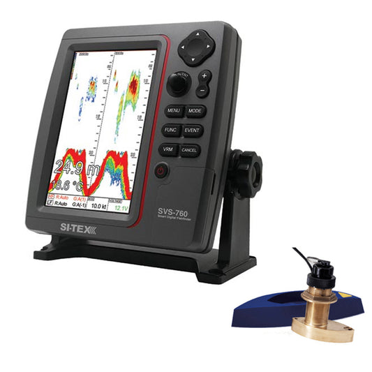 Tri-Water Marine | SI-TEX SVS-760 Dual Frequency Sounder 600W Kit w/Bronze Thru-Hull Speed & Temp Transducer [SVS-760TH2]