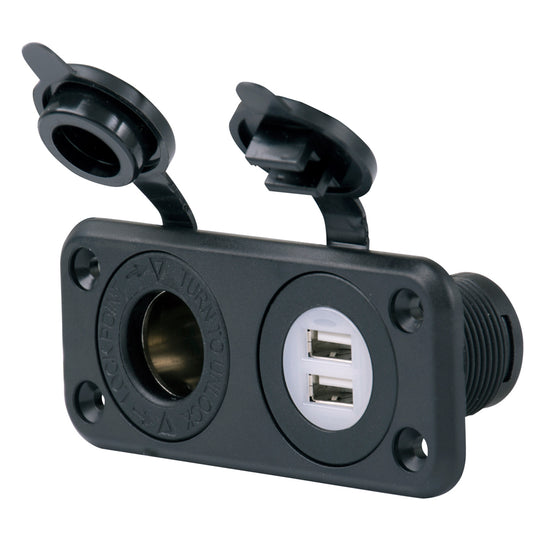 Tri-Water Marine | Marinco SeaLink Deluxe Dual USB Charger & 12V Receptacle [12VCOMBO]