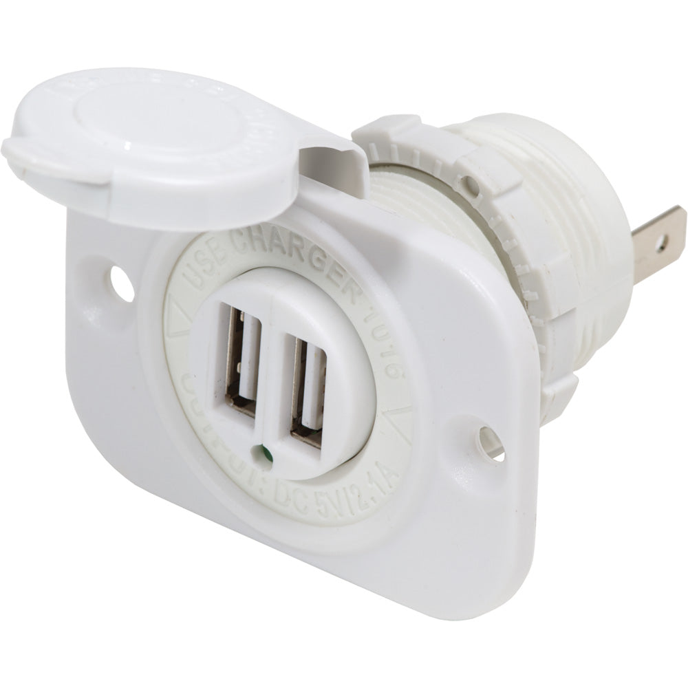 Tri-Water Marine | Blue Sea 12V DC Dual USB Charger Socket - White [1016200]