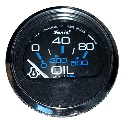 Tri-Water Marine | Faria Chesapeake Black 2" Oil Pressure Gauge (80 PSI) [13702]