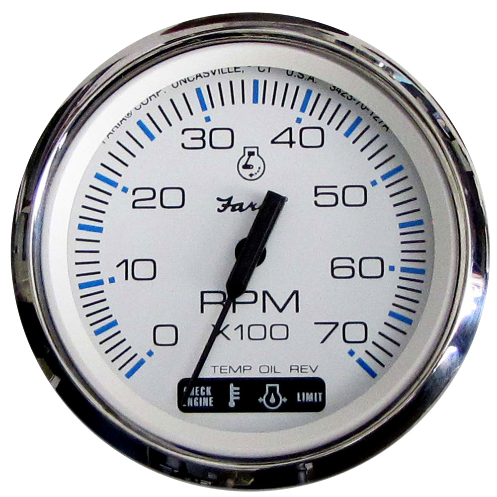 Tri-Water Marine | Faria Chesapeake White SS 4" Tachometer w/Suzuki Monitor - 7000 RPM (Gas) (Suzuki Outboard) [33860]