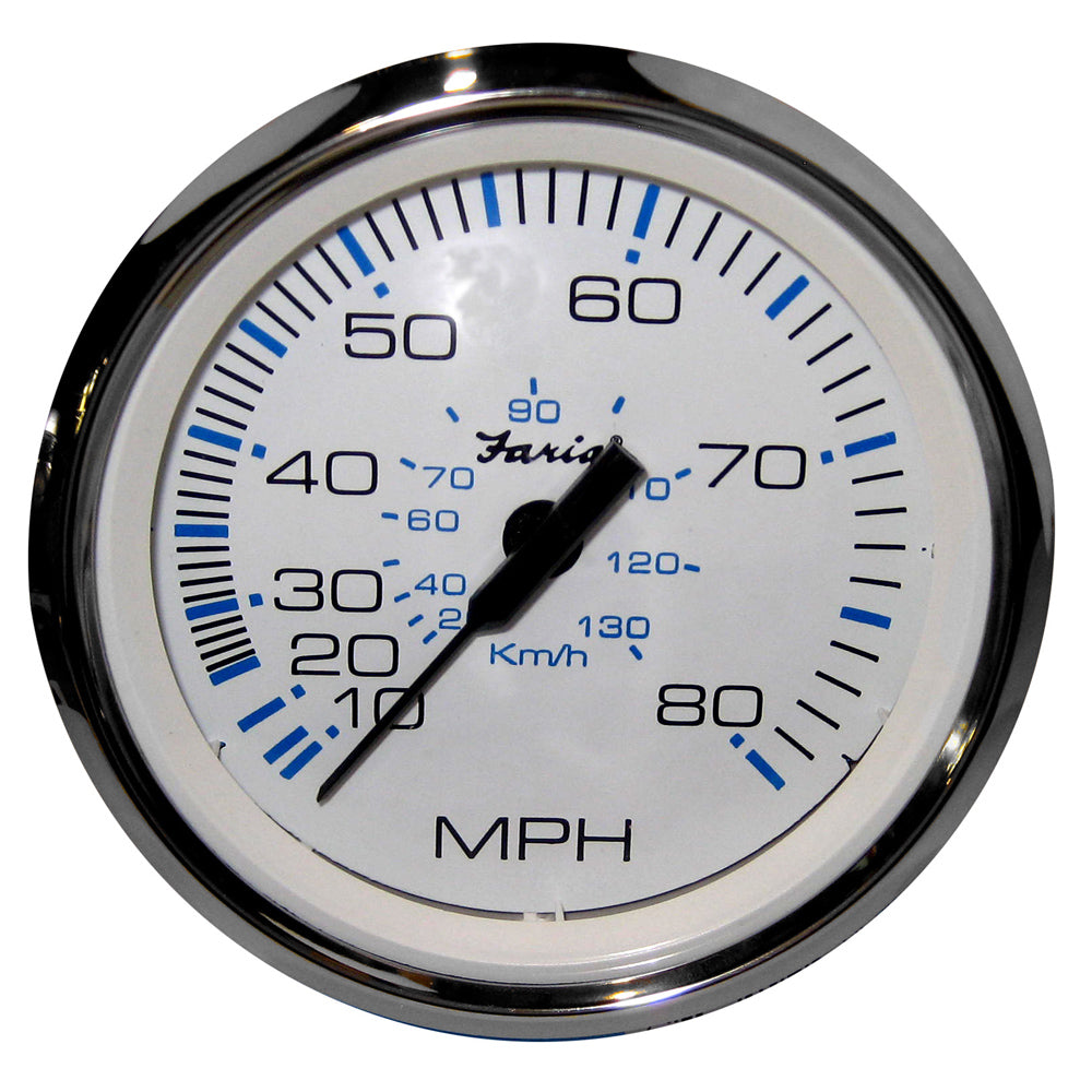 Tri-Water Marine | Faria Chesapeake White SS 4" Speedometer - 80MPH (Pitot) [33819]