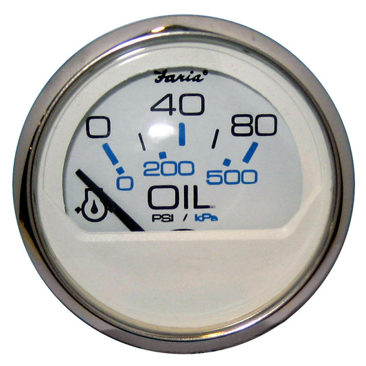 Tri-Water Marine | Faria Chesapeake White SS 2" Oil Pressure Gauge (80 PSI) [13802]