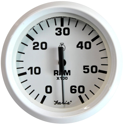 Tri-Water Marine | Faria Dress White 4" Tachometer - 6000 RPM (Gas) (Inboard I/O) [33103]