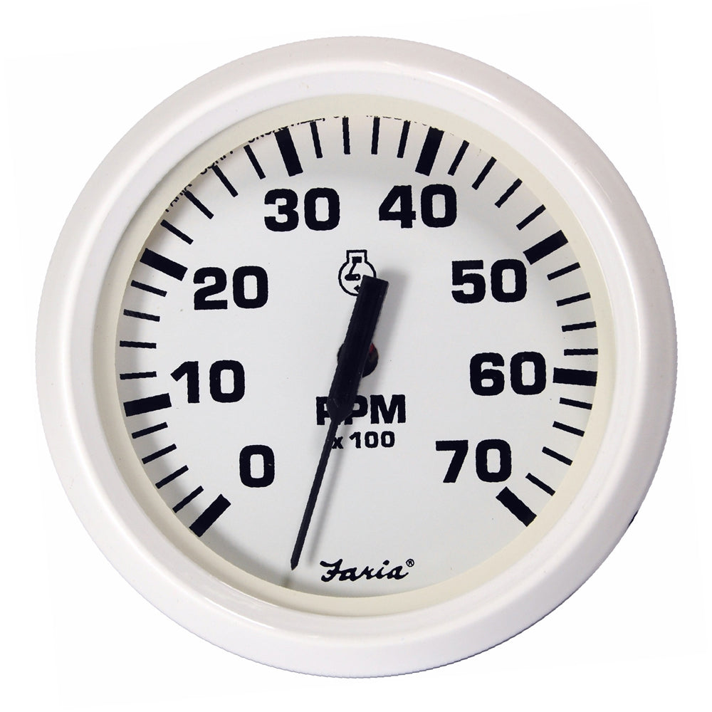 Tri-Water Marine | Faria Dress White 4" Tachometer - 7000 RPM (Gas) (All Outboards) [33104]