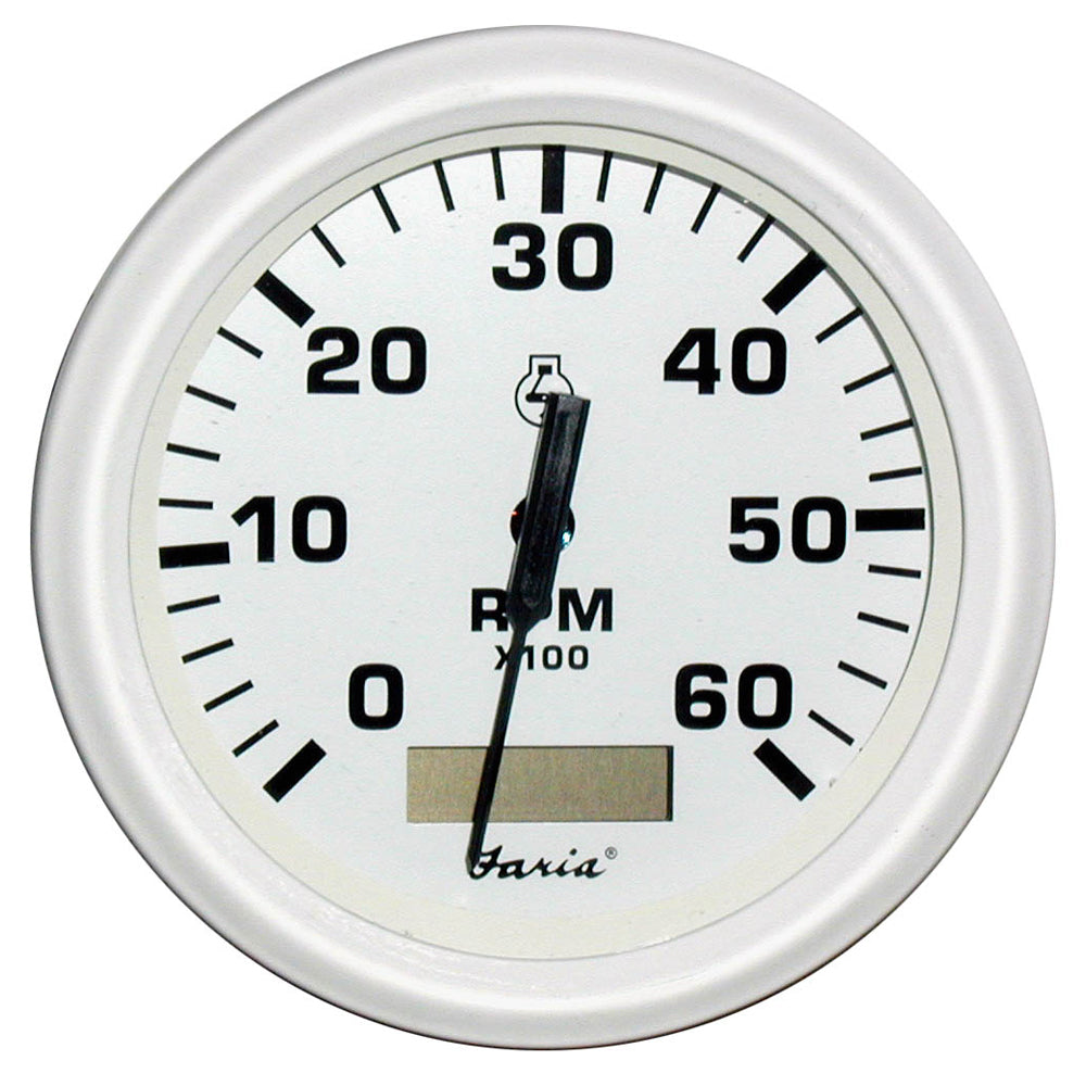 Tri-Water Marine | Faria Dress White 4" Tachometer w/Hourmeter - 6000 RPM (Gas) (Inboard) [33132]