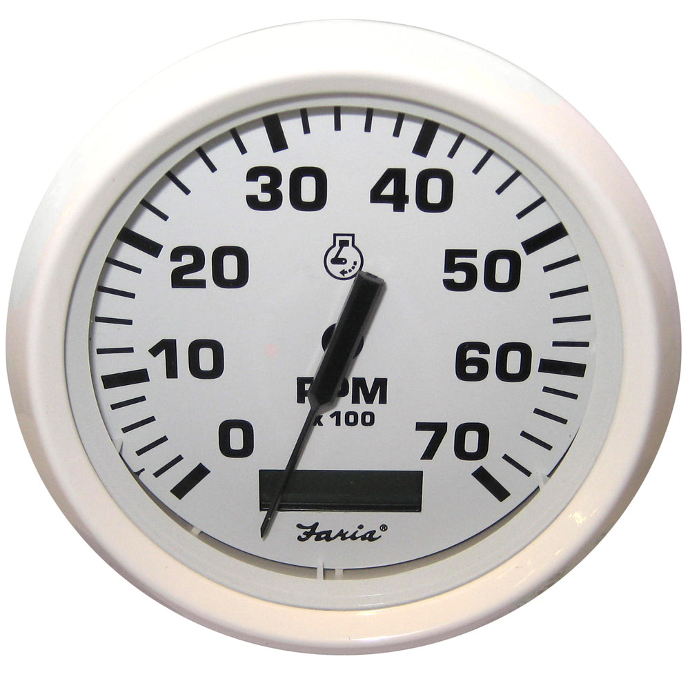 Tri-Water Marine | Faria Dress White 4" Tachometer w/Hourmeter - 7000 RPM (Gas) (Outboard) [33140]