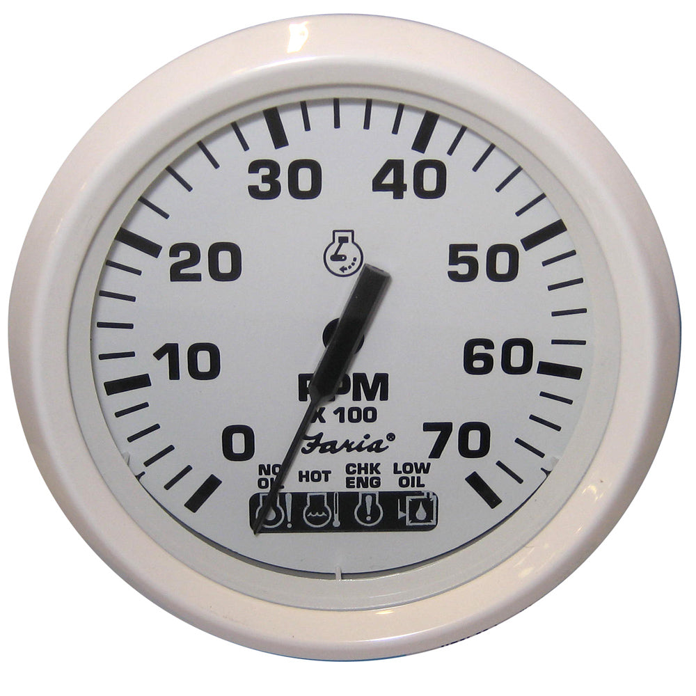 Tri-Water Marine | Faria Dress White 4" Tachometer w/Systemcheck Indicator - 7000 RPM (Gas) (Johnson / Evinrude Outboard) [33150]