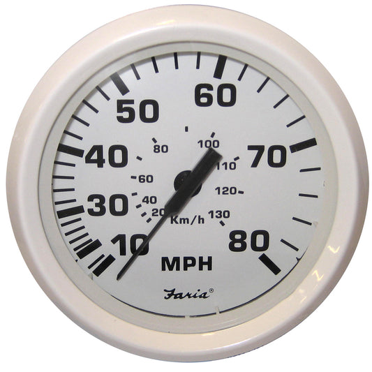 Tri-Water Marine | Faria Dress White 4" Speedometer - 80MPH (Pitot) [33113]