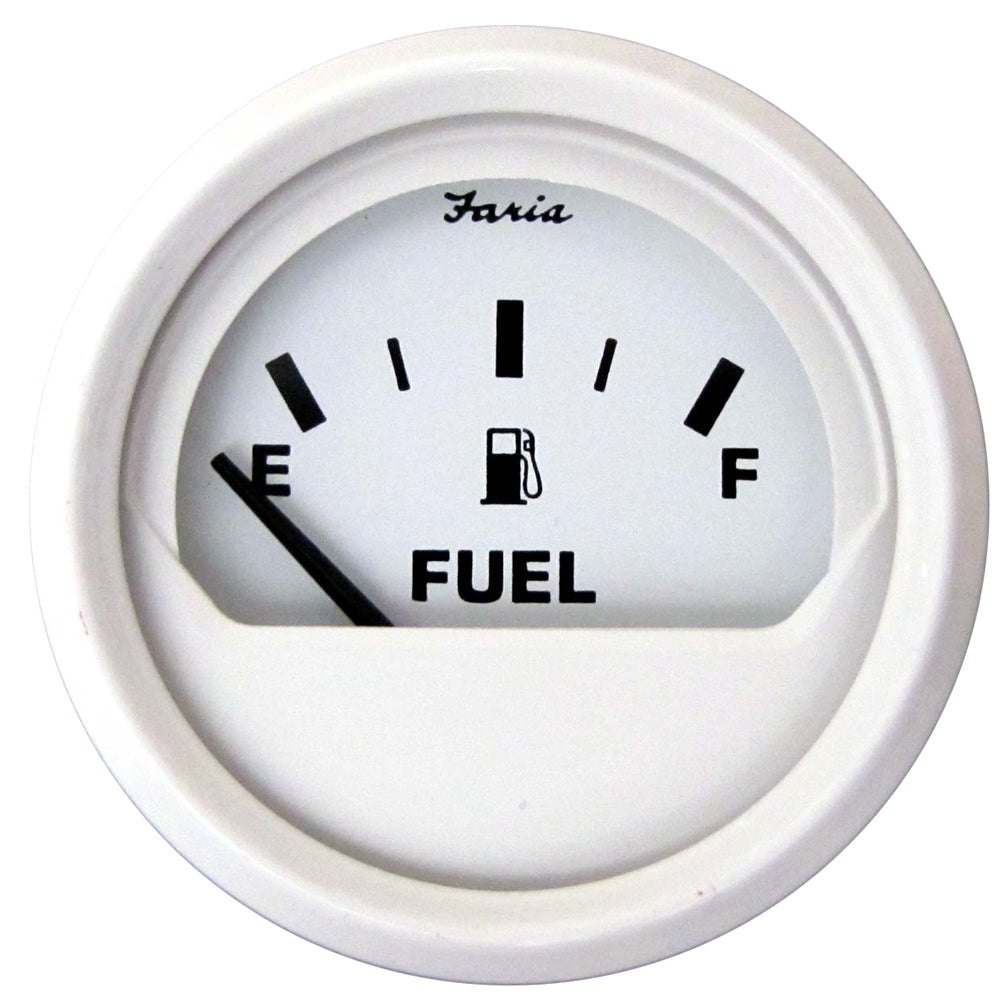 Tri-Water Marine | Faria Dress White 2" Fuel Level Gauge (E-1/2-F) [13101]