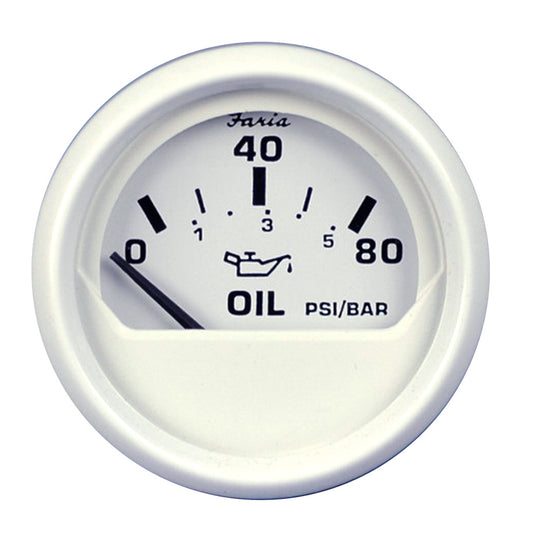 Tri-Water Marine | Faria Dress White 2" Oil Pressure Gauge (80 PSI) [13102]