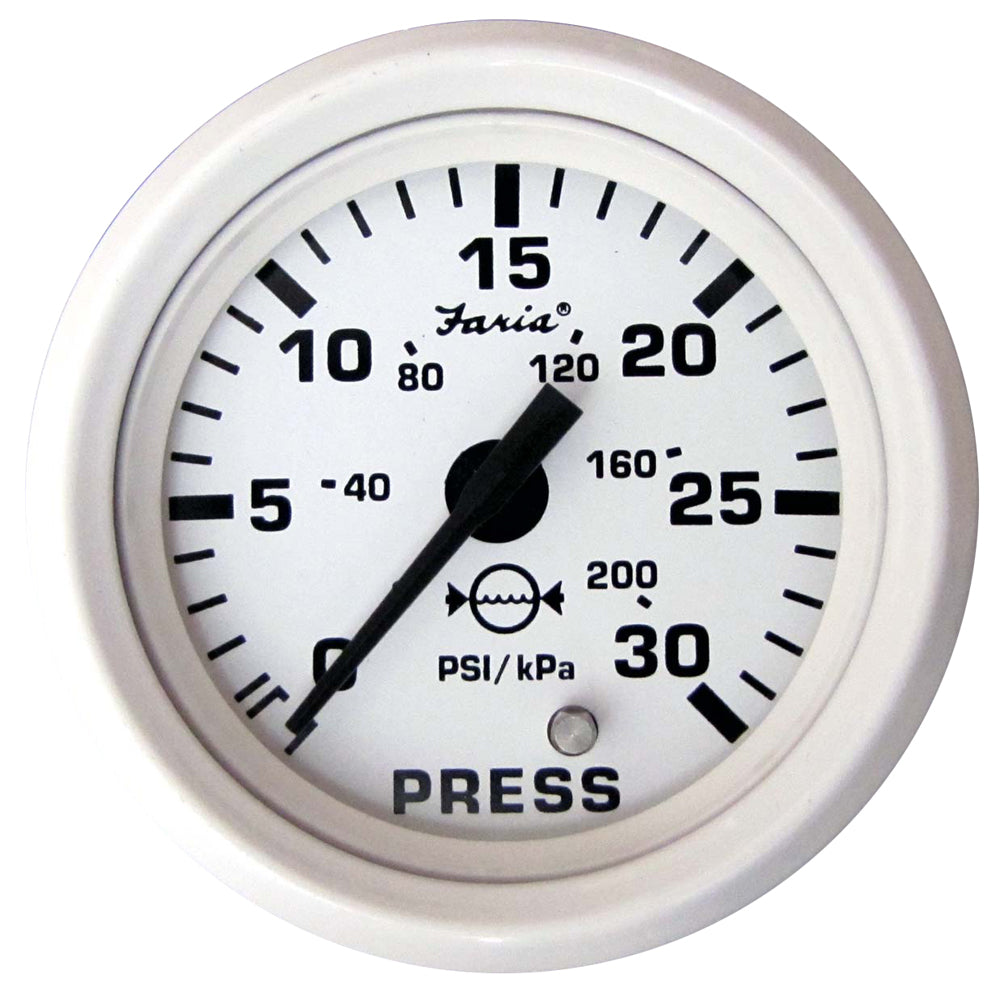 Tri-Water Marine | Faria Dress White 2" Water Pressure Gauge (30 PSI) [13108]