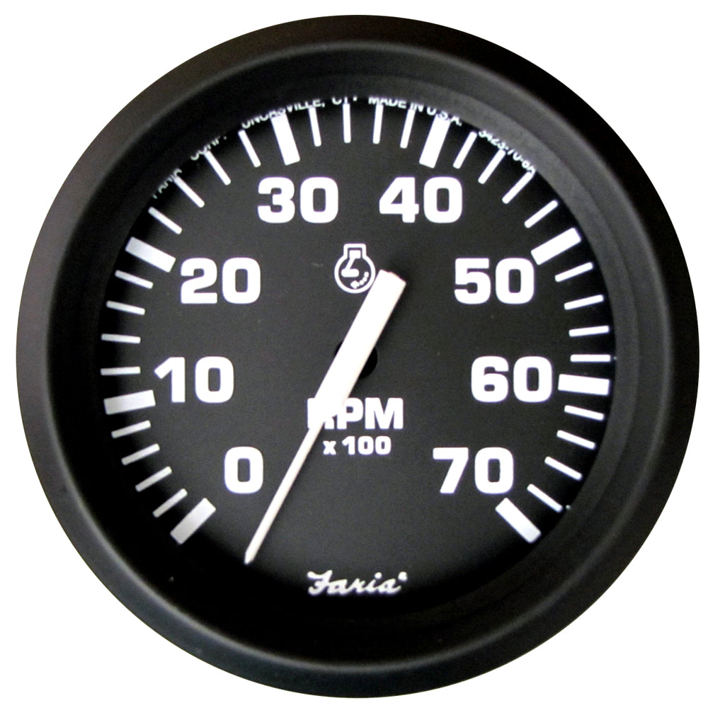 Tri-Water Marine | Faria Euro Black 4" Tachometer - 7,000 RPM (Gas - All Outboard) [32805]